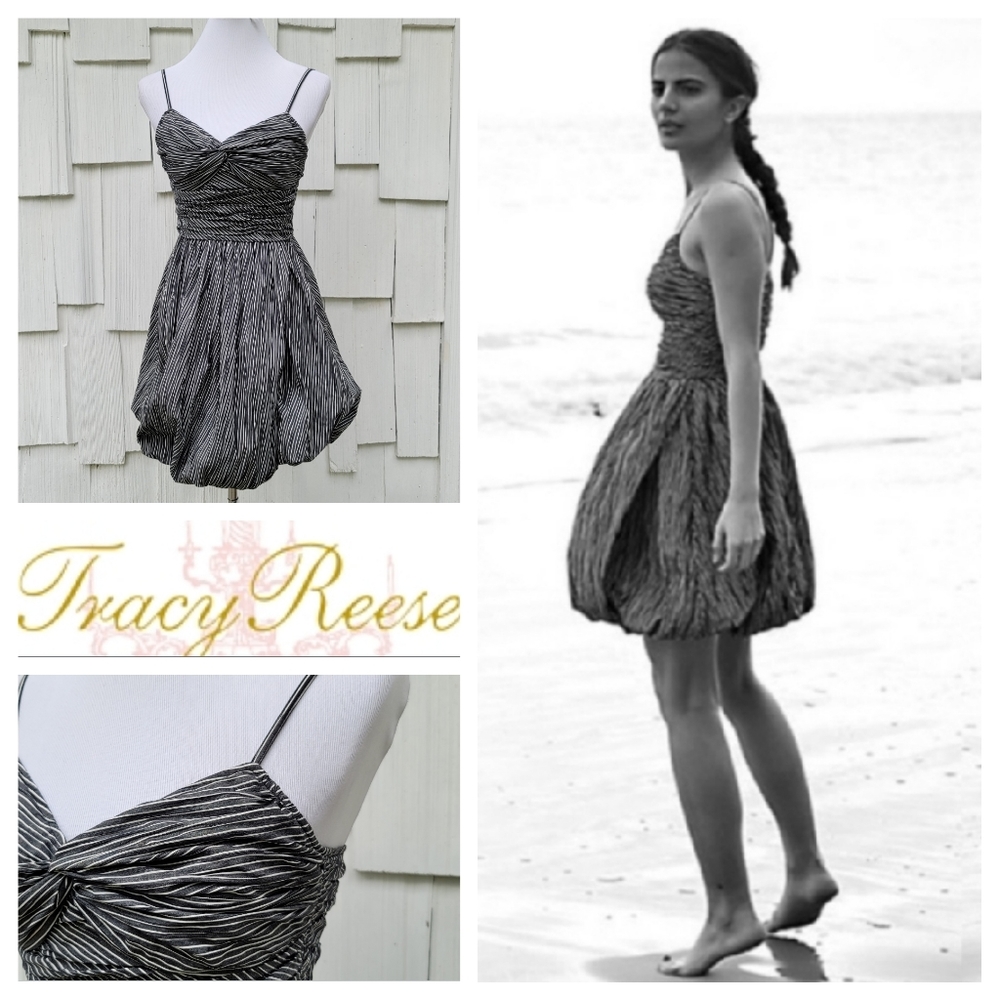 Tracy Reese Bubble Hem Sleeveless Stripe Dress